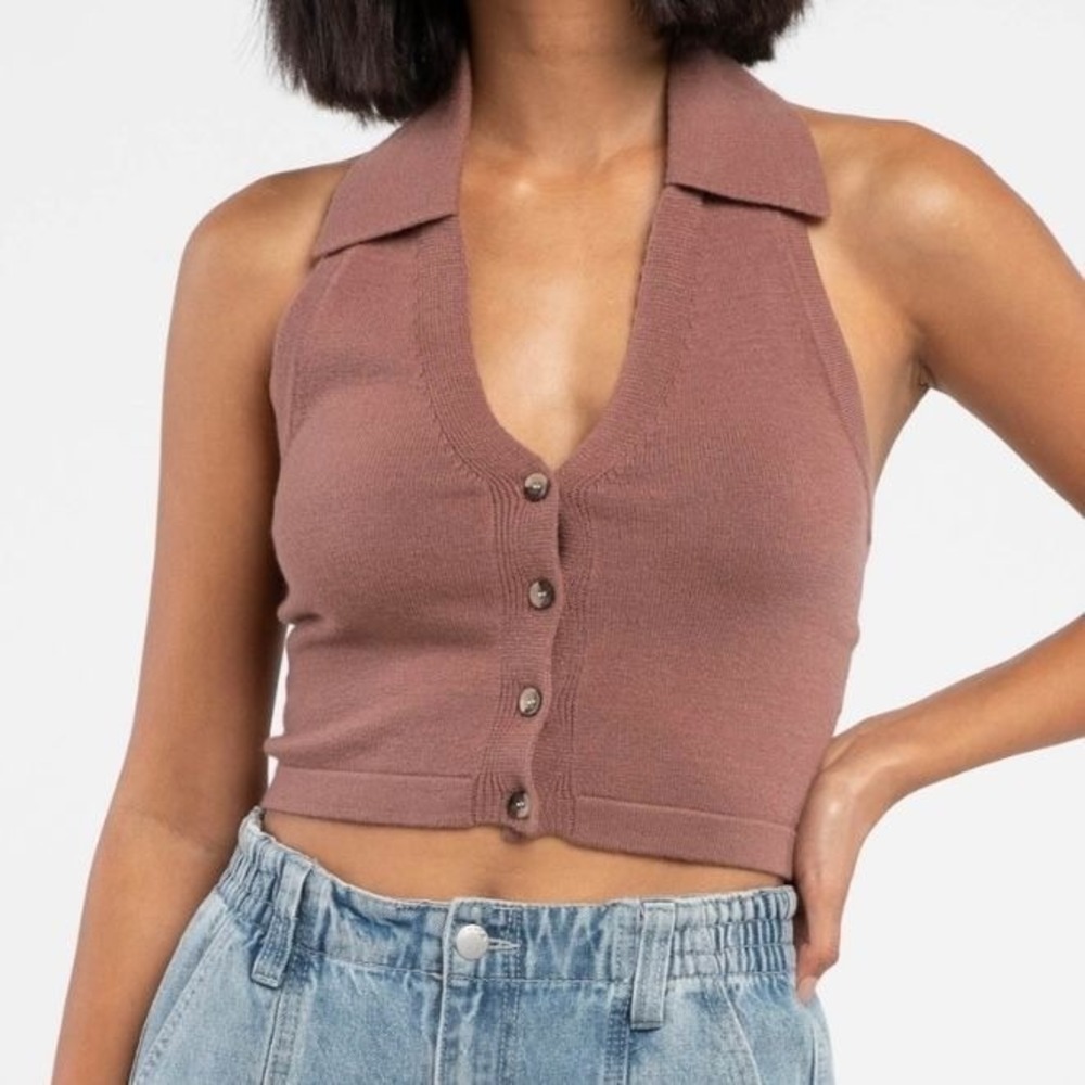 RSQ Solid Johnny Collar NWT Womens Halter Sweater XS